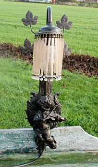 Vintage wall Lamp Light Resin Putti Angel playing Violin Prisms Romantic