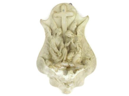 Large Antique porcelain  Meerschaum Holy Water Font Vessel Angels  Church WOW Extremely Rare