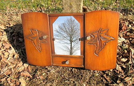 Vintage Medicine Wooden Bathroom Cabinet Apothecary Mirror 2 Doors