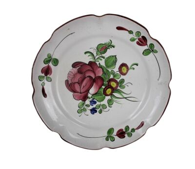 Antique French Faience Strasbourg Platter Luneville Flowers Scalloped edge Lovely