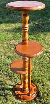 Large 3 Tier Pedestal Table Plant Stand Carved wood Stunning