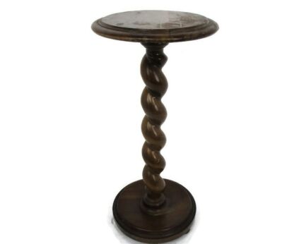 Hand Carved Wood Barley Twist Side Display Wine Table Pedestal Plant Stand 22.83"