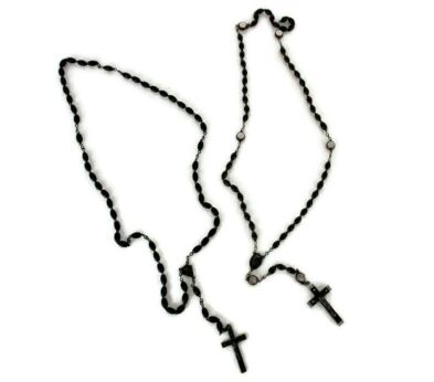 2 Rosaries Vintage Rosary Beads Priest Nun Wood and Hard Plastic Brown Lourdes Holy Water