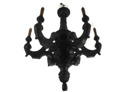 Hand Carved Wooden Chandelier Ornate 6 arm Lights Barn Country Farmhouse Style