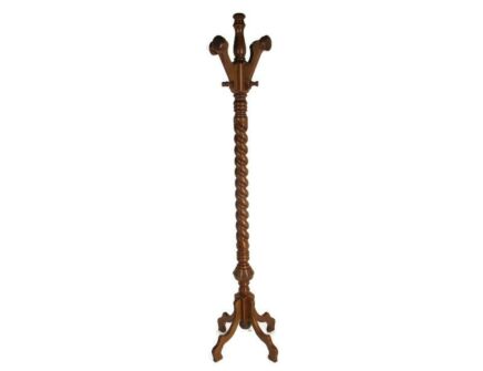 Standing Hall Tree Coat Hallway Rack Wooden Barley Twist Vintage Modernist