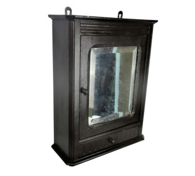 Hand Carved Barn Medicine Kitchen Bathroom Wall Cabinet Apothecary Beveled Glass Mirror