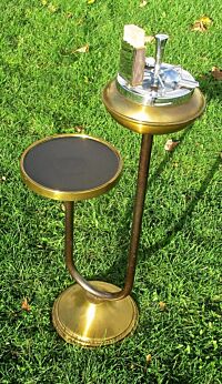 Unusual Vintage 50s Brass Standing Floor Push Ashtray Bar Table Era panton eames