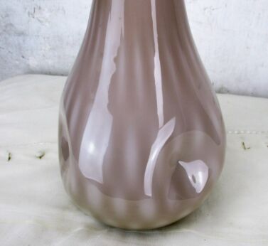 Vintage XL Cased Dented Glass Genie Bottle Vase Light Brown Extremely HTF