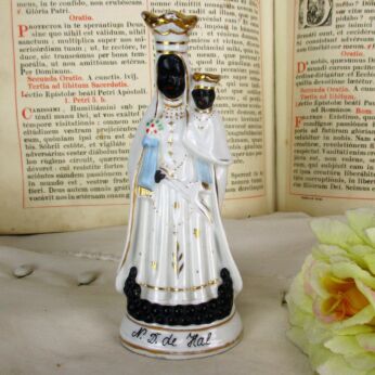 Mini Statue Black Madonna Notre Dame de Hal Porcelain Virgin Mary HTF Collector