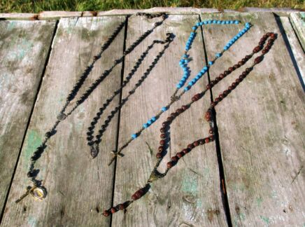 Set Lot of 4 Vintage Rosary Beads Rosaries Necklaces Catholic Virgin Mary