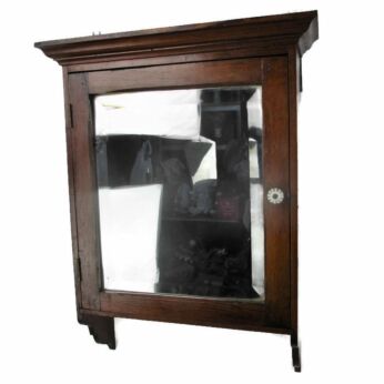 Vintage Pine Wood Kitchen Apothecary Bathroom Wall Cabinet Beveled Glass Mirror