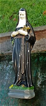 Small Vintage Statuette Plaster St Rita of Cascia St of Hopeless Causes 8.27"