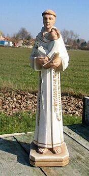 Beautiful White Statuette St Anthony of Padua with Jesus Plaster Marked Guelfi