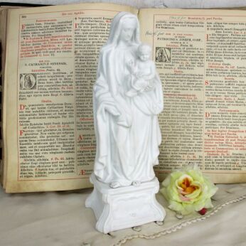French Antique 1900 Bisque Statue Virgin Mary Madonna Infant Child 11.61" Lovely