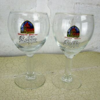 2 glasses Leffe Belgian Chalice/Goblet Beer Glass 0.25L Abbaye Stemmed