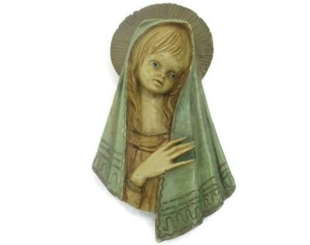 Wall Plaque Virgin Mary Madonna Holy Mother Infant Jesus  Resin Italy Italian Small