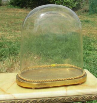 Vintage Oval Pressed Glass Globe Dome Cloche Display Hand blown Clock 13.78"