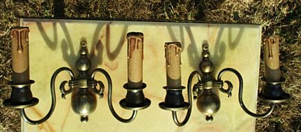 Pair of Vintage Small Flemish Brass Two-Arm Wall Sconces