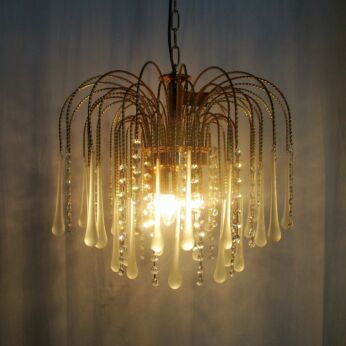 Wedding Chandelier Teardrop Beaded 5 Lights Prisms Romantic 80s Massive