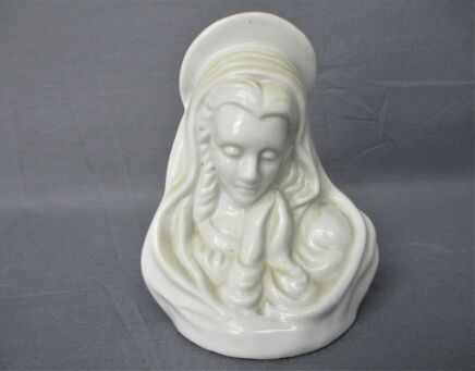 Virgin Mary Madonna Blessed Virgin Figurine Statue Tea Light Glazed Porcelain Folded Hands Praying Lovely