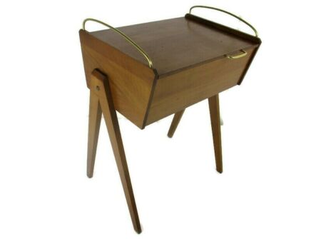 Danish Modern Teak Sewing Box Organizer Funky Era Eames HTF