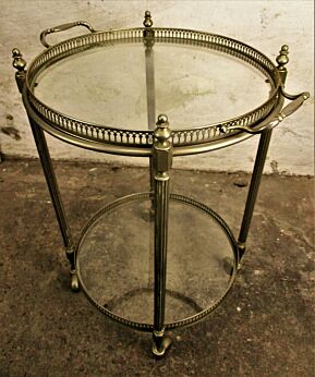 Round Cocktail Bar Cart Trolley Serving Cart Kitchen Island Hollywood Regency