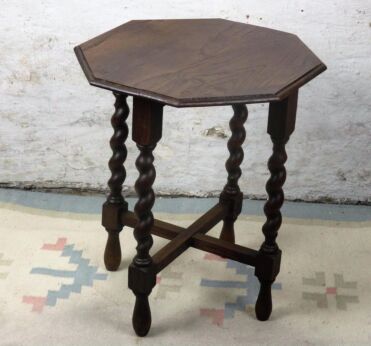 Small Barley Twist Wooden Octagonal Side Wine Table Pedestal Plant Stand 20.07"