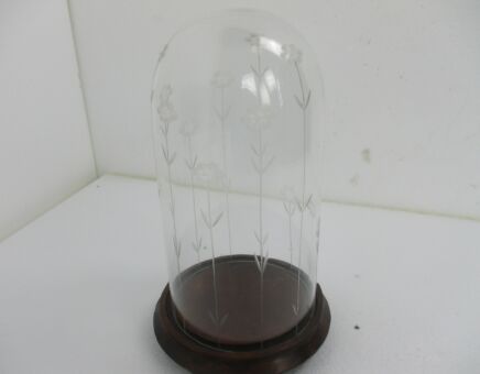 Round Hand Blown Etched Glass Dome Globe Steampunk Display Flowers Gorgeous