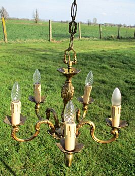 Antique Brass Chandelier 5 lights French Empire Style Decorative