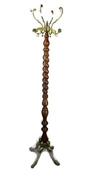 Vintage Carved Wood Barley Twist Hall Tree Coat Hat Rack Stand mermaid Mythology