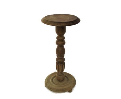 Hand Carved Sand Blasted Wood Ornate Pedestal Display Side Table Plant Stand Edwardian Style Lovely Stem
