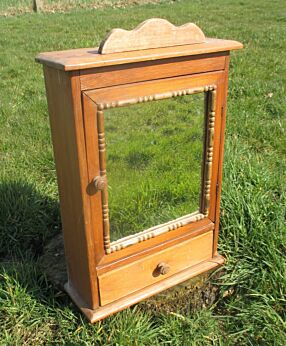 Antique French Wooden Carved medicine bathroom Wall Cabinet mirror Apothecary