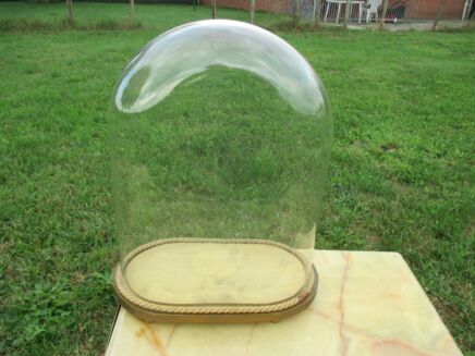 Antique Victorian Oval Hand Blown Glass Dome Globe Mantel Clock Steampunk 16.14"