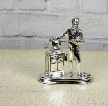 Italian Collector Repair Man Silver Plated Argenta Marcello Giorgio Sculpture