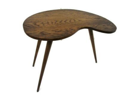 Retro Coffee Side Table Mid Century Mod Kidney shaped Wood Atomic era Eames