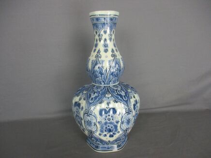 Beautiful Bulbed Vase Delft Holland Blue White Porcelain Marked   Delft Gorgeous Hand Painted 15.94"