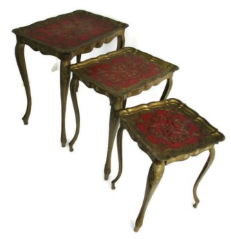 Set of 3 Italian Florentine Hollywood Regency Stacking Resin Nesting Tables