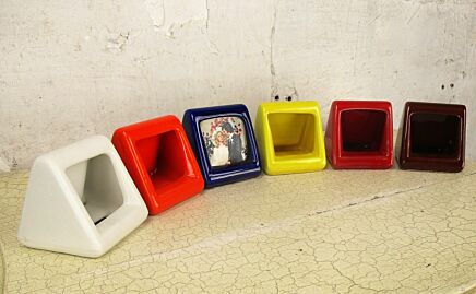 6 Rare Vintage 60s 70s Italian Ceramic Pop Art Picture Frames Signed Marisa