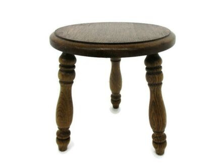 Wooden Tripod Side Display Wine Table Pedestal Plant Bonsai Stand Milking Stool Barn Country Farmhouse Style French Oak