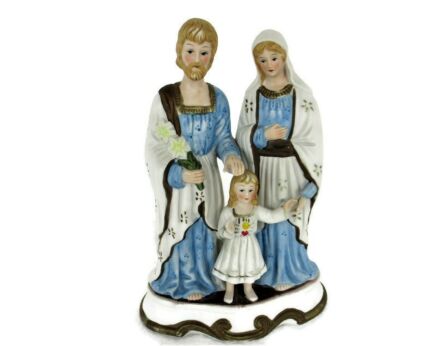 Holy Family Bisque Porcelain Statue Infant Child Virgin Mary Saint Joseph 10.23"