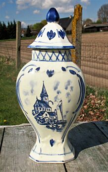 Vintage Hand Painted Delfts Delft Blue Holland Vase Urn Marked Blue White