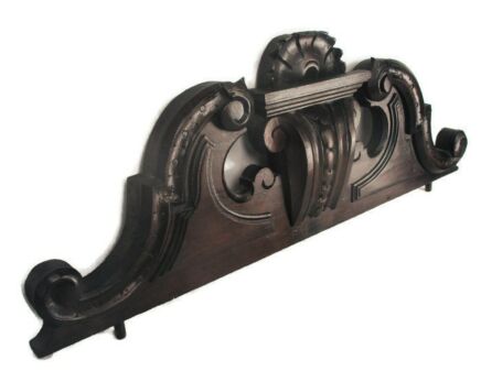 Antique French Hand Carved Wood Pediment Ornate Over door Architectural Reclaimed