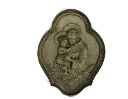 Saint Anthony St Antonius Padua Finder Lost Articles Infant Child Small Wall Hanging Vintage Plaster