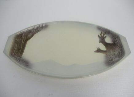 Serving Dish Plate  Antique Hunting design by Carl Bull 1910 Waechtersbach West Germany Marked Porcelain HTF