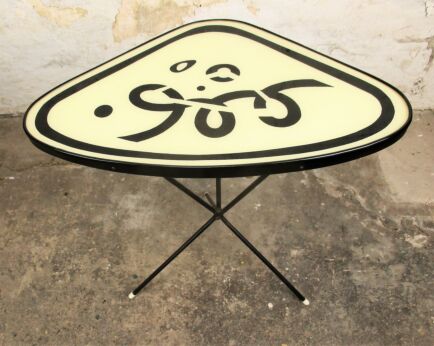 Vintage Small Side Coffee Table Plant stand Tripod Pop Art Andy Warhol style HTF