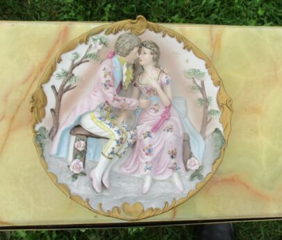 Ceramic Porcelain Capodimonte Plate Italian Wall Hanging Romantic scene Marked