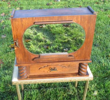 Antique French Medicine Wooden Bathroom Cabinet Glass Mirror Barley Twist