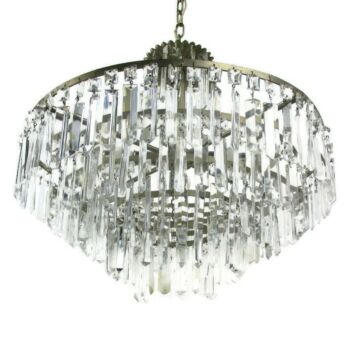 Vintage Wedding Cake Chandelier 5 Tier Prisms Hollywood regency 4 Lights
