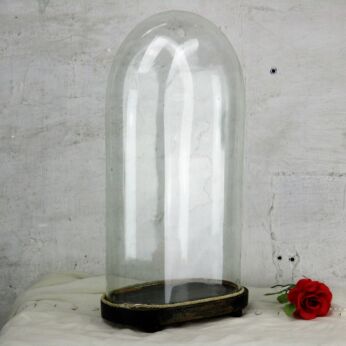 L Antique Victorian Oval Hand Blown Glass Globe Dome Display Clock 20.07"