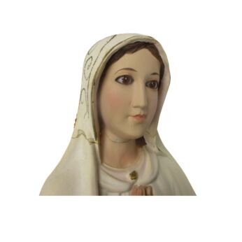Large Statue Our Lady Fatima Portugal Resin Glass Eyes Lovely 21.65"
